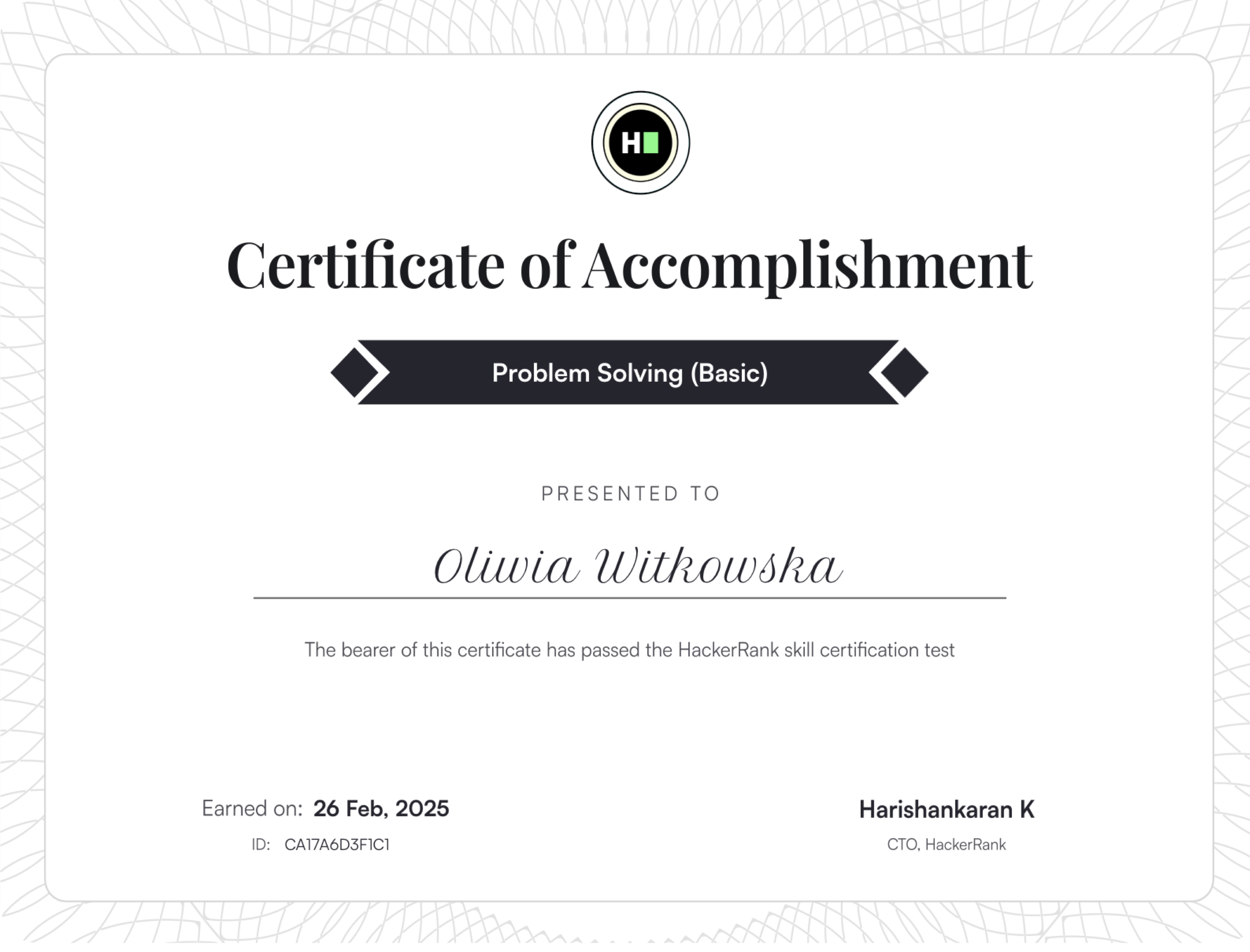 Problem Solving (Basic) Certificate